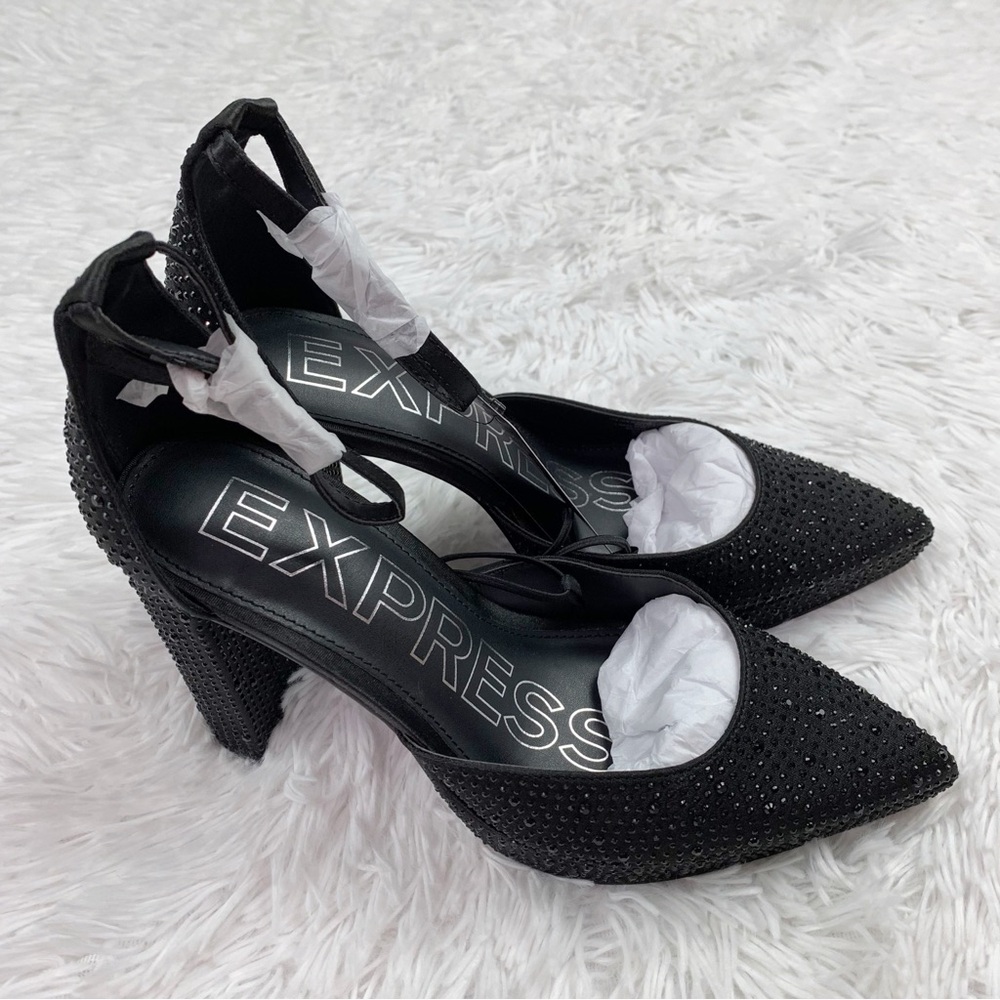 Express Rhinestone Closed Pointed Toe Platform Pumps - Picture 2 of 10